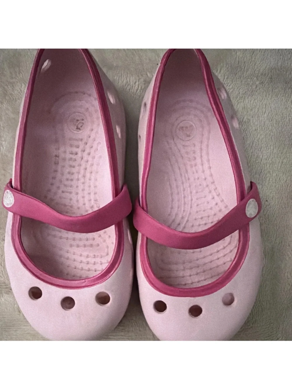 CROCS Pink Slip-On Mary Jane Shoes, Toddler Size 6